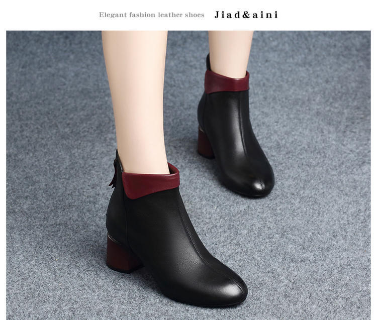 Platform Chunky Heel Ankle Boots Plus Fleece Zipper Boots