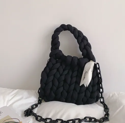 Woven Bag Diy Material Homemade Iceland Wool Hand Carry Messenger Black - Shop at LoveMi