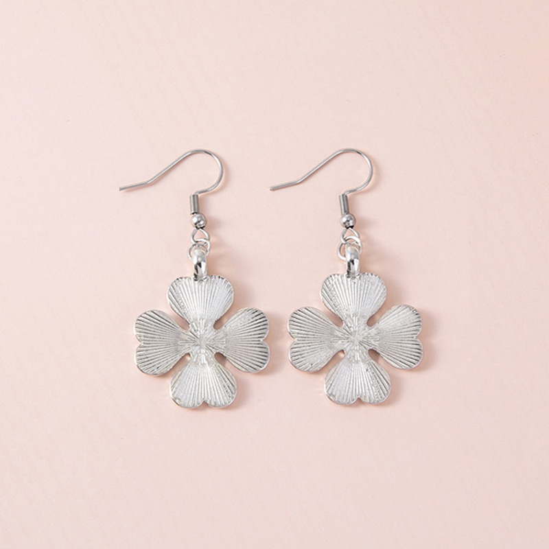 Enamel Four Leaf Clover Pendant Earrings For Women