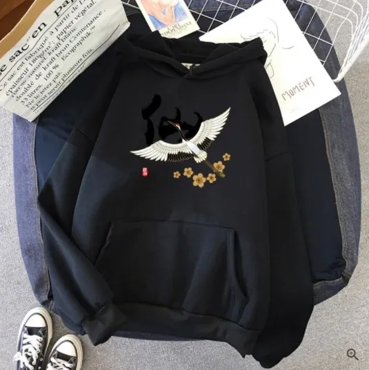 Creative Personality Pattern Hooded Sweater Black - Shop at LoveMi