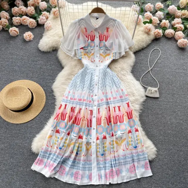 Single Breasted High waisted Slim A line Dress White - Shop at LoveMi