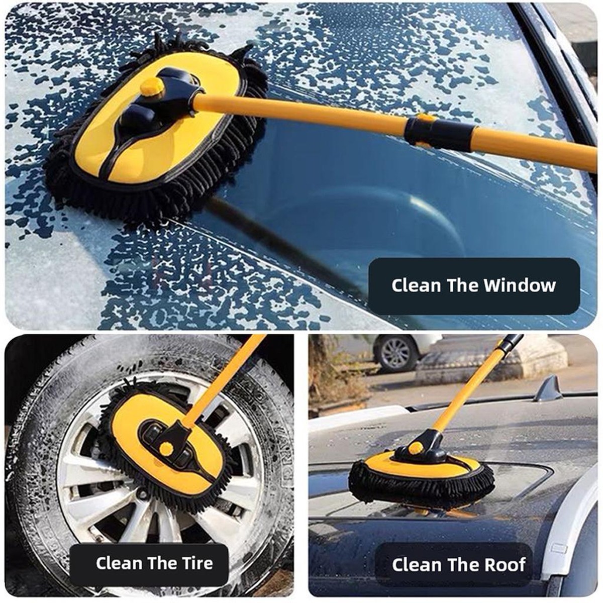Adjustable Telescopic Car Wash Brush Kit Mop Long Handle Vehicle Cleaning Tool — image 10