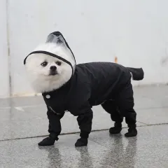 Pet Four-legged All-in-one Waterproof Raincoat Comes With Rain Shoes - Black - View 1