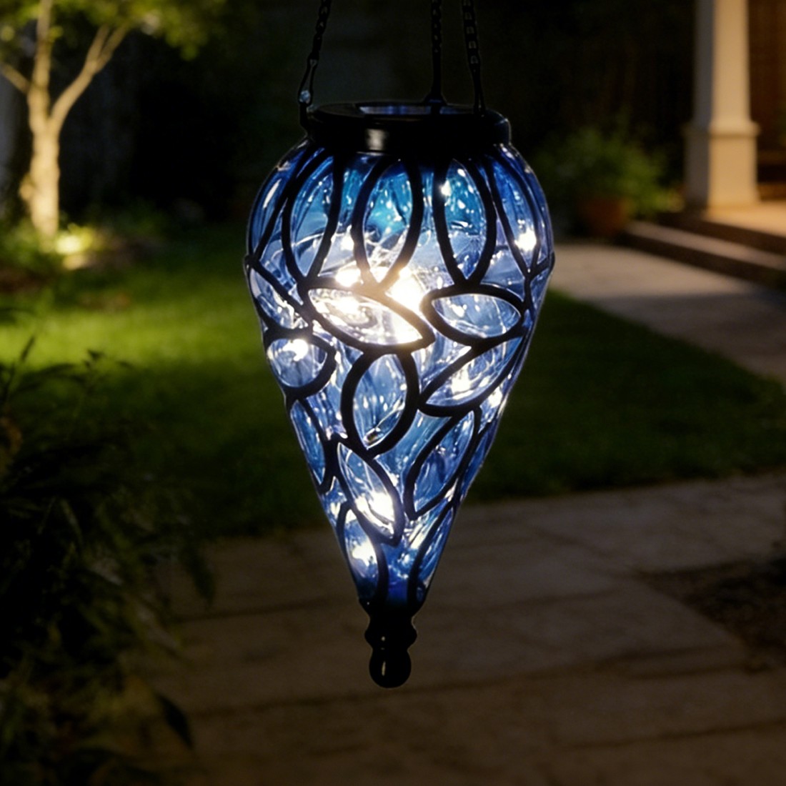 Outdoor Garden Solar Powered LED Light Lantern Hanging Yard Decoration Lamp