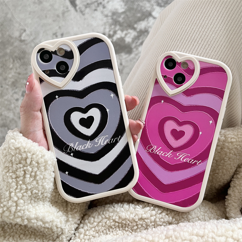 Funda celular relieve agujeros corazón polvo negro
