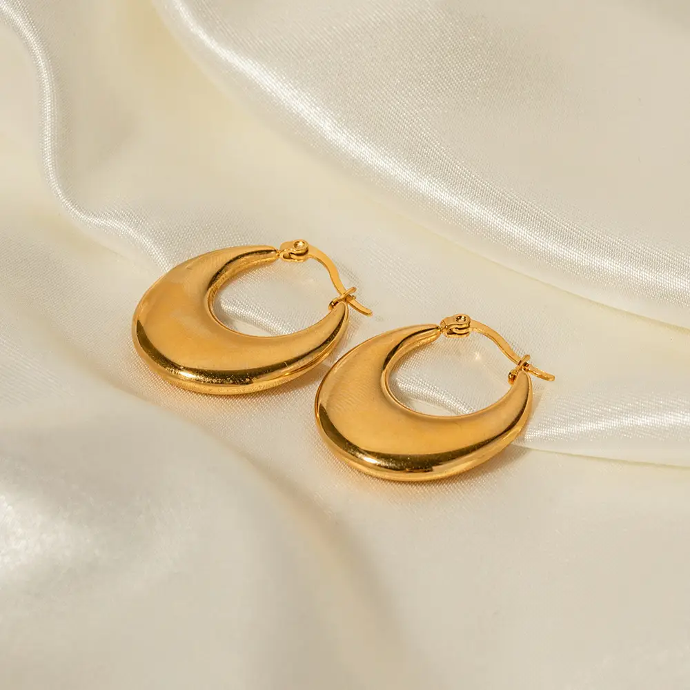 18K Gold Stainless Steel U-shaped Earrings