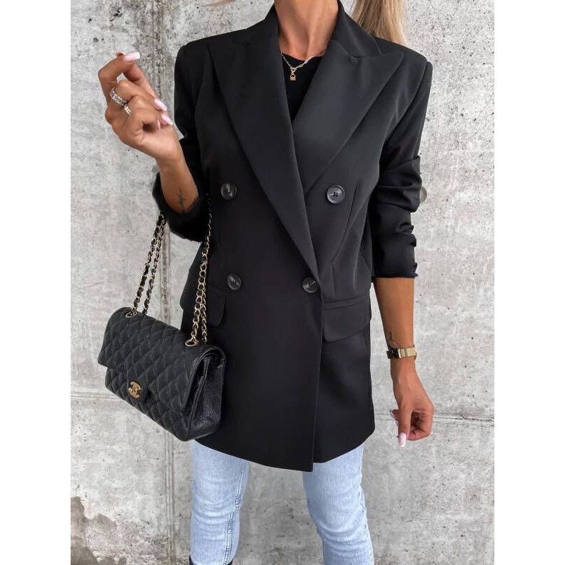 Women's Double-breasted Fashion Mid-length Suit Jacket