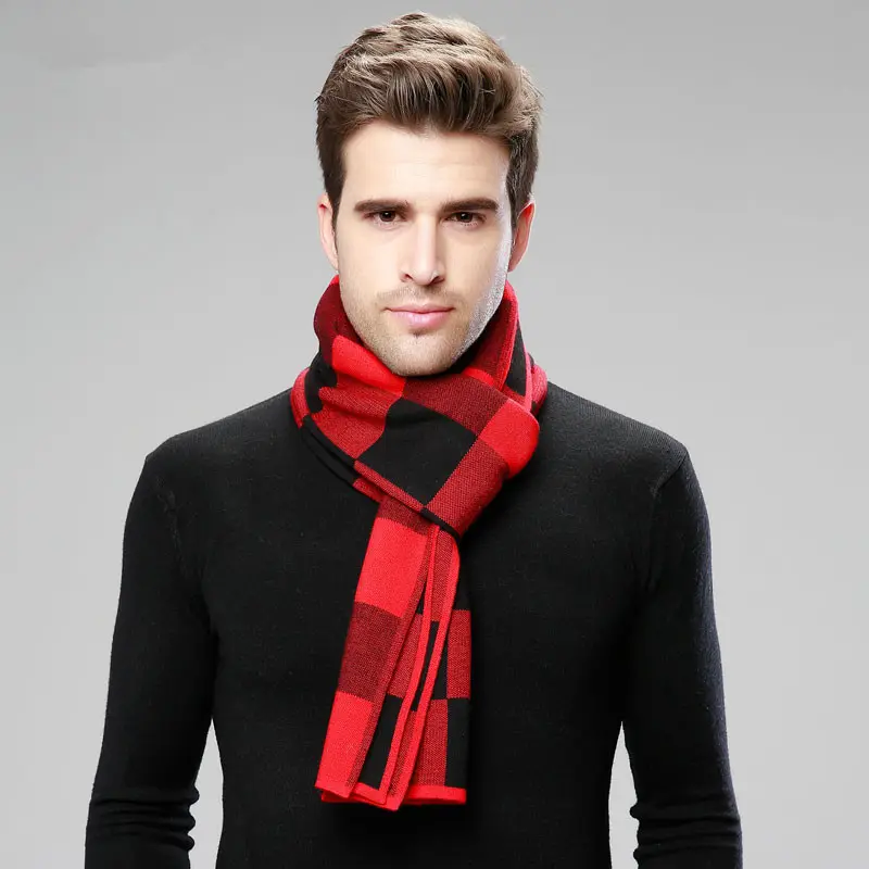 Classic and Fashionable British Checked Cashmere Scarf for Men's