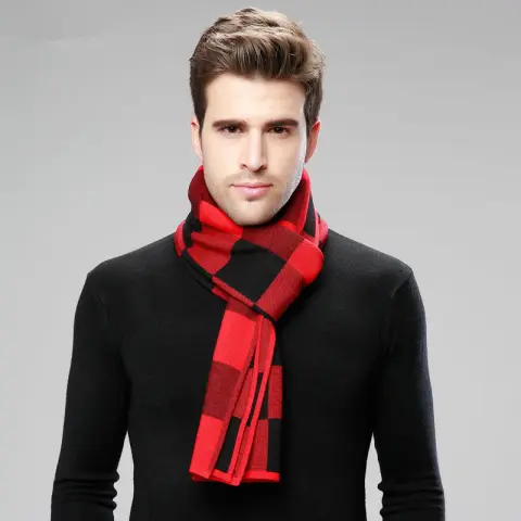 Classic and Fashionable British Checked Cashmere Scarf for Men's