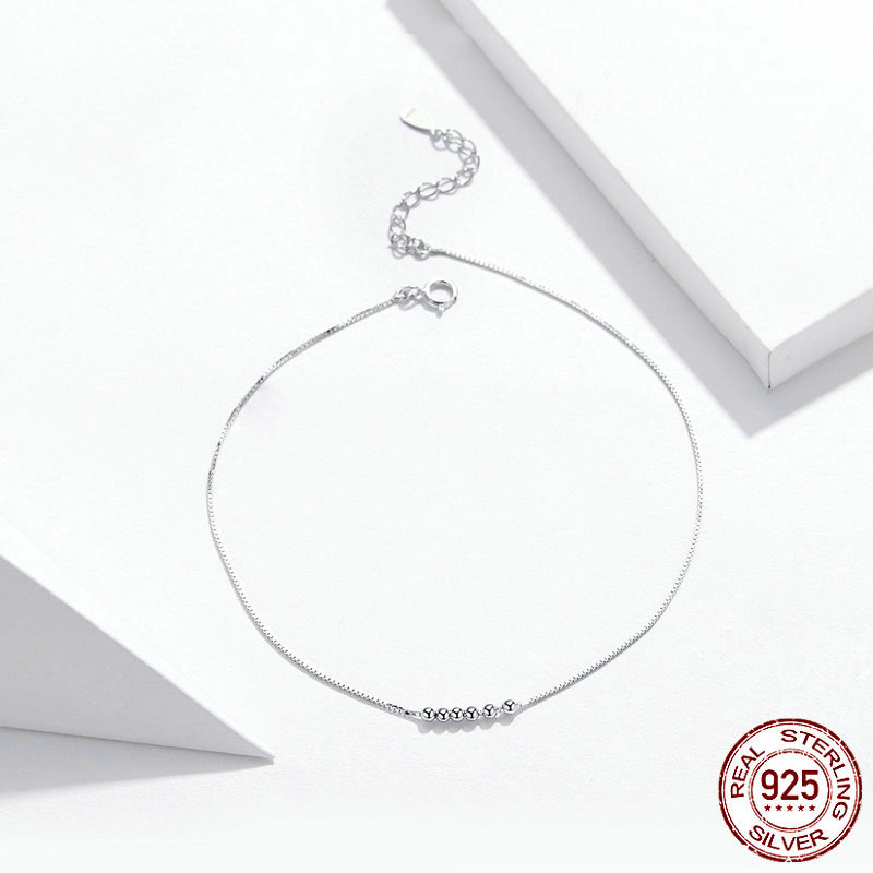 Title 2, Sterling Silver Anklet Platinum Plated Simple F...