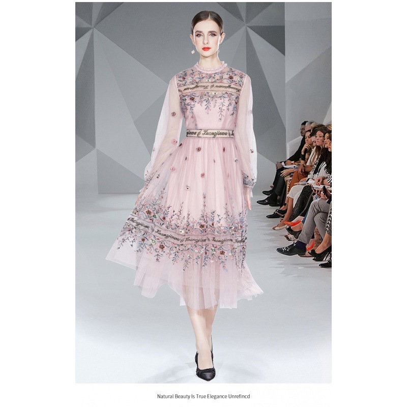 Mesh Embroidery Waistband Dress, picture 5 of 6