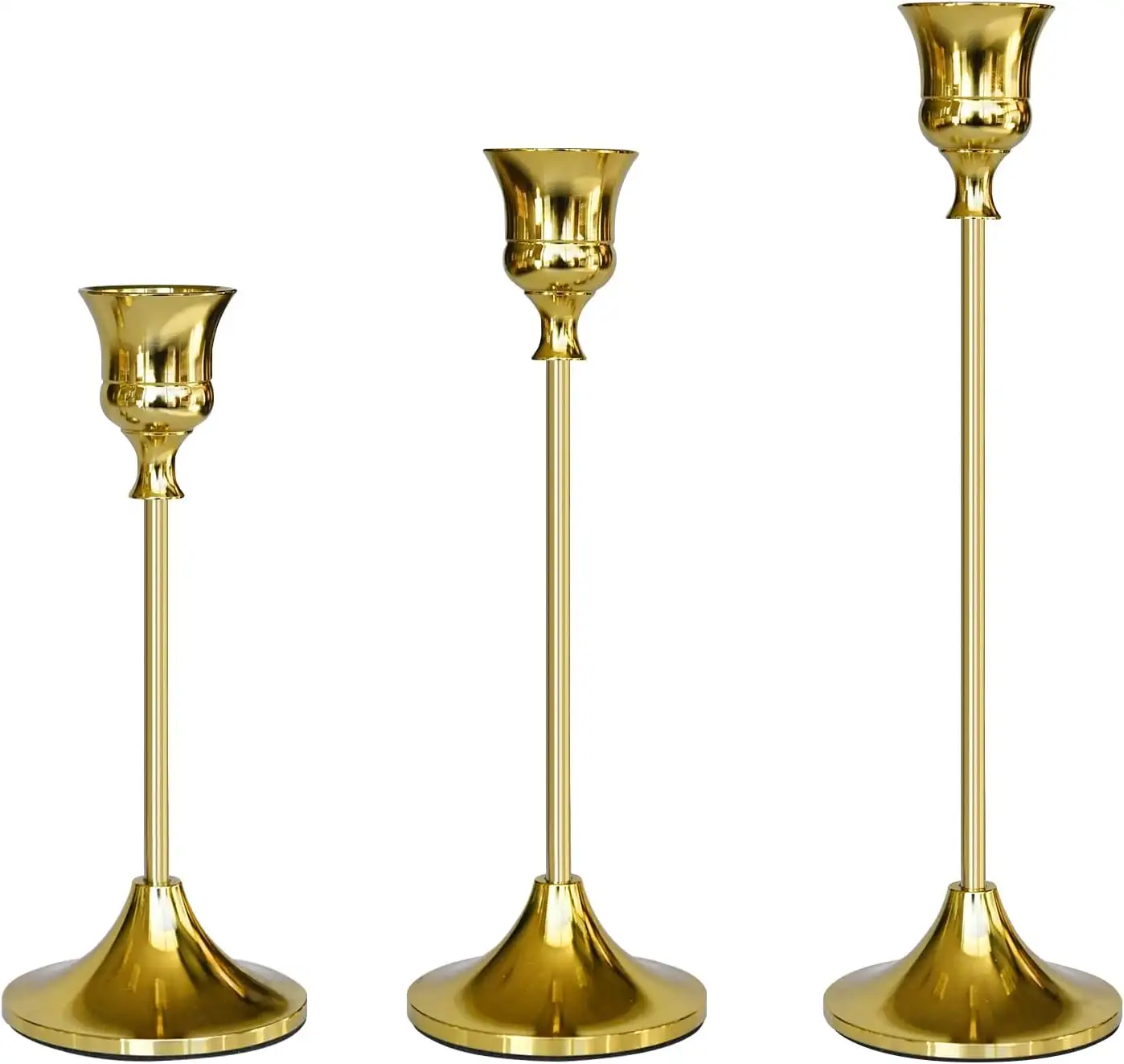 Gold Candlestick Holders, 3 Pack Taper Candle
