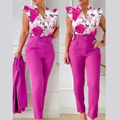 Women's Floral Vest Suit - Lzr16120B - View 1
