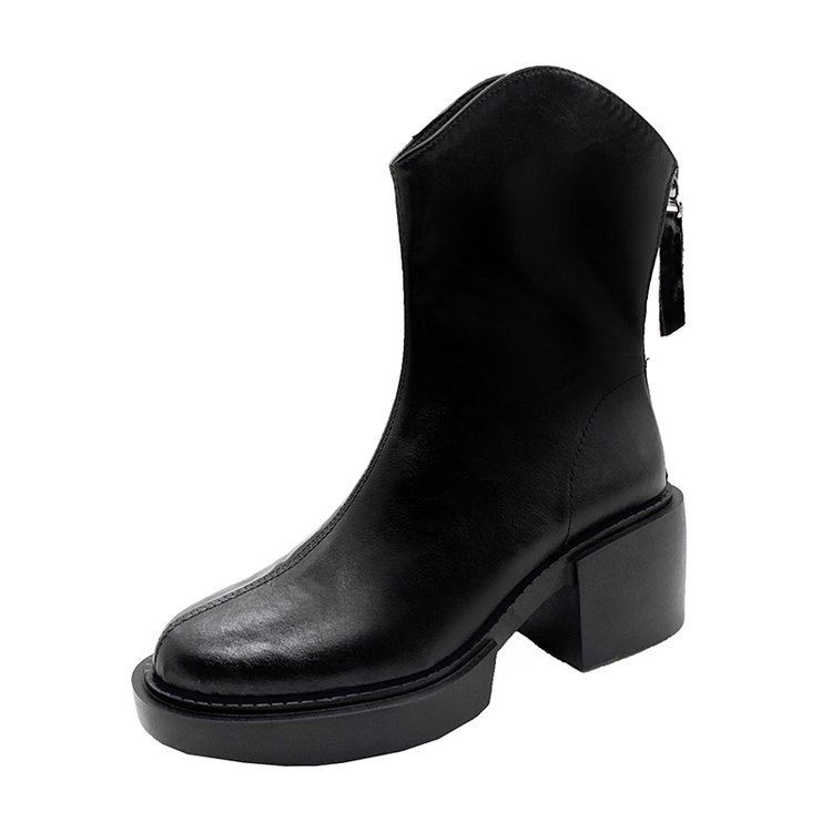 British Style Thick-soled Rear Zipper Chimney Single Boots