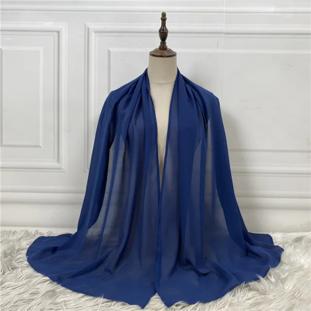 Solid Color Robe Fashion Chiffon Turban Blue - Shop at LoveMi
