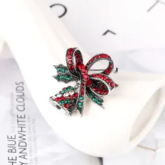 European And American Vintage Christmas Bell Brooch - Red - View 1