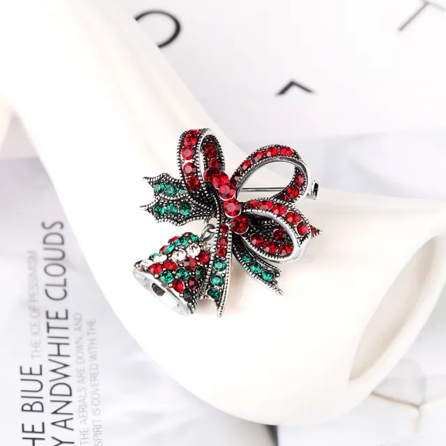 European And American Vintage Christmas Bell Brooch Red - Shop at LoveMi