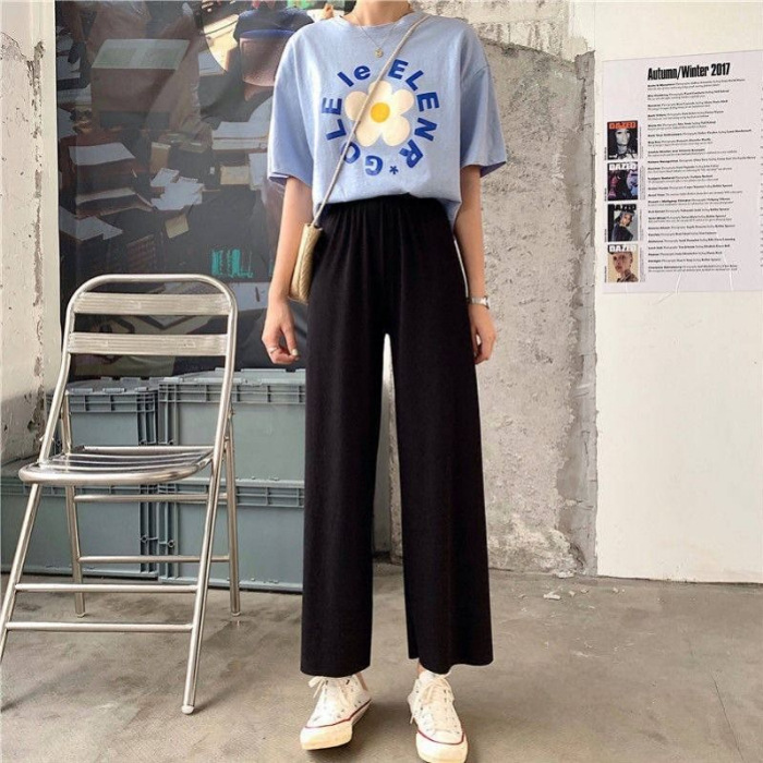 Student Korean Style Nine-point Loose Wide-leg Pants Casual