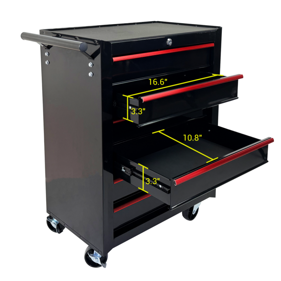 Rolling Metal Tool Chest With 6 Drawers, 20inch 6-Drawer Tool Chest Cabinet With Ball Bearing Drawer Slides, Steel Tool Storage Box Organizer -BLACK