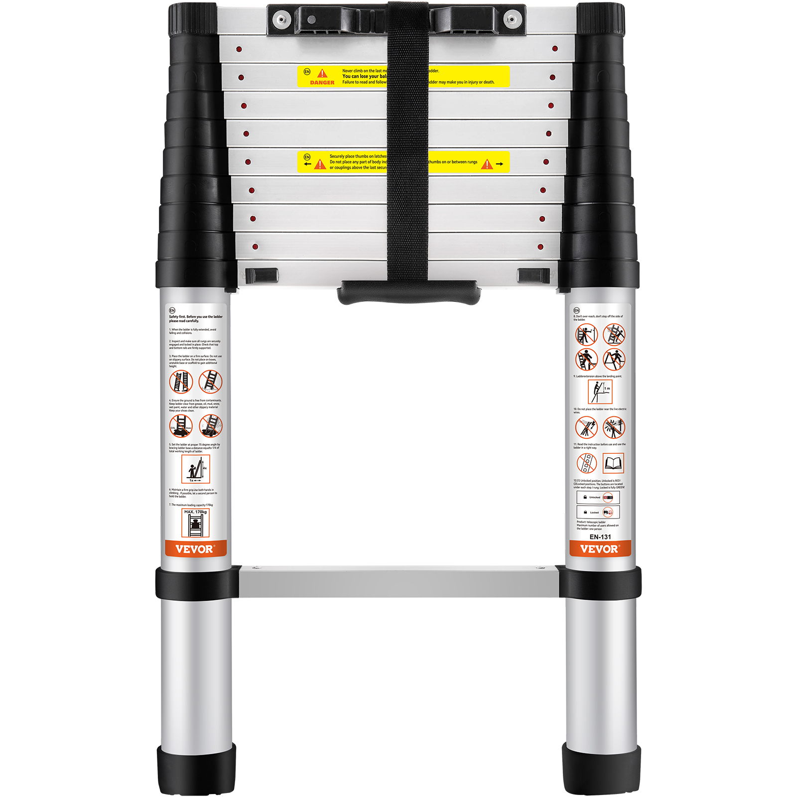VEVOR Telescoping Ladder Aluminum Extension Step 10.5 Ft Multi-purpose Portable image 7