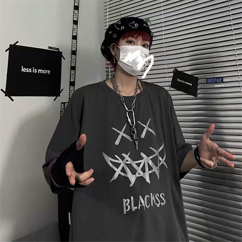 Reflective Short-Sleeved T-Shirt Men's Ins Trend Loose