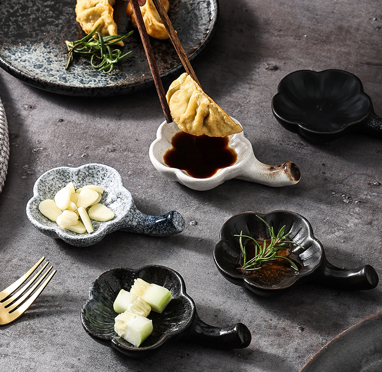 Japanese-style Household Ceramic Flavour Dish With Handle