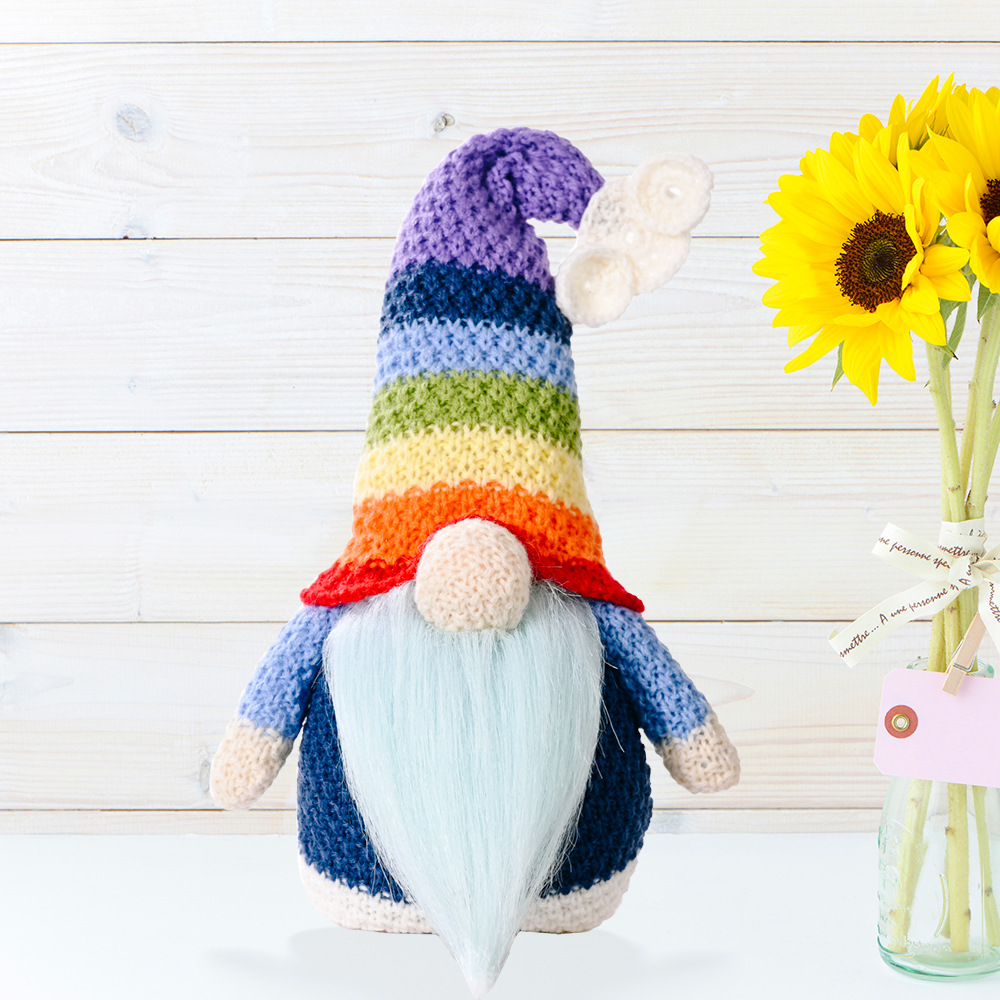 Knitted Rainbow Dwarf Doll Elf Rudolf Faceless Baby Doll
