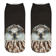 Printed Female Socks Owl Pattern Animal 3D Printed Short Socks - F-One Size - View 1