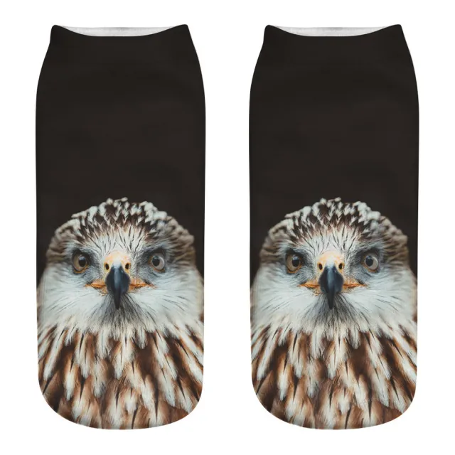 Printed Female Socks Owl Pattern Animal 3D Printed Short Socks F One Size - Shop at LoveMi