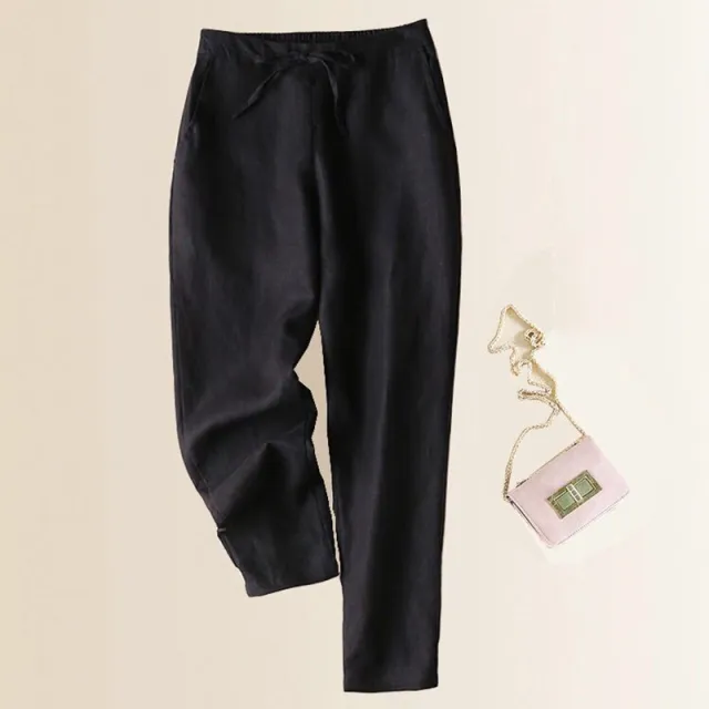 Women's Cotton And Linen Harem Pants Black - Shop at LoveMi