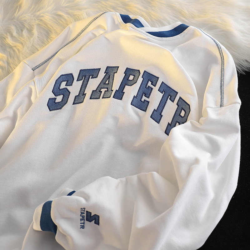 Women's Hong Kong Style Contrasting Color Sweatshirt Loose And Slim