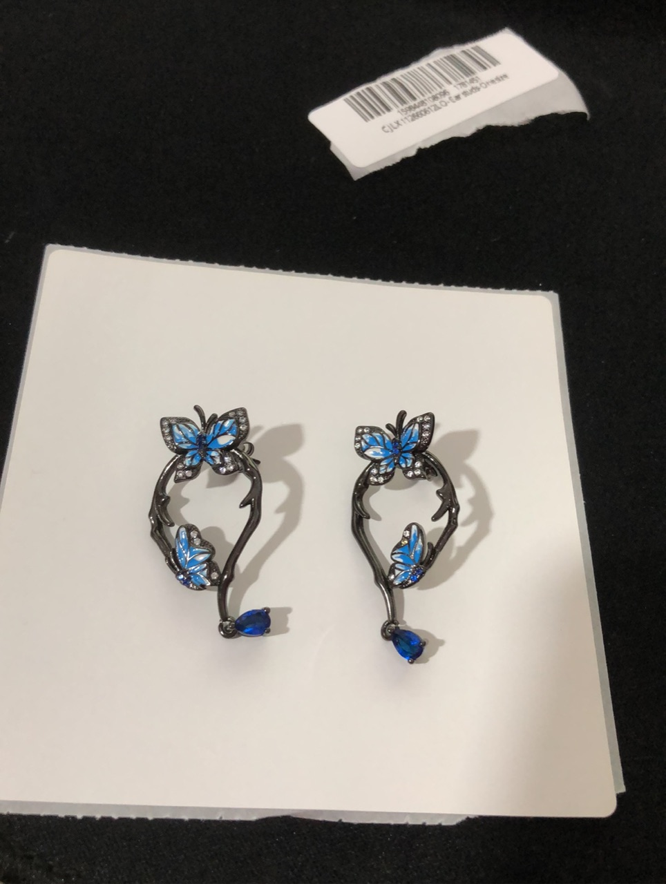 Silver Colour Earrings For Women Genuine Blue Butterfly