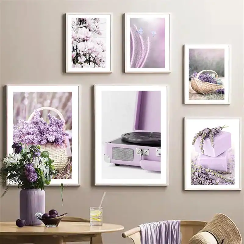 Purple Flower Field Lilac Sea Wall Art