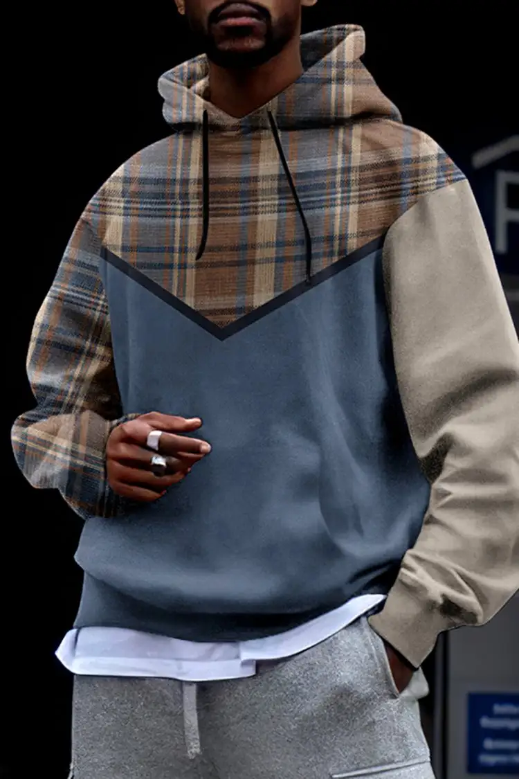 Men's Casual Fashion Trendy Plaid Print Sweatshirt