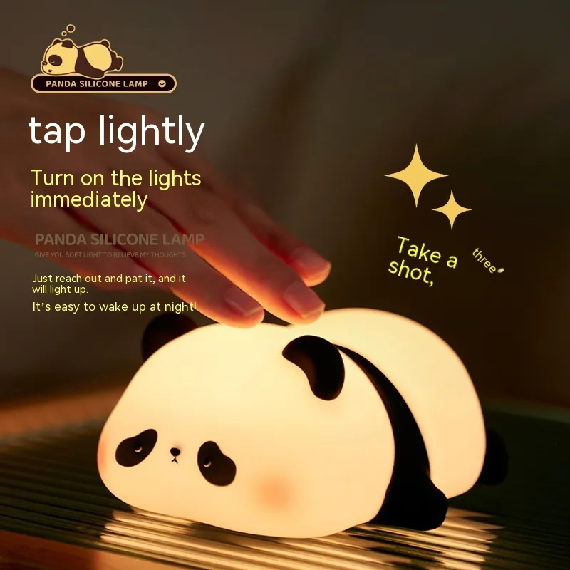 Panda Night Lights For Kids Cute Animal Silicone Timing Rechargeable Lamp Cartoon Panda Bedroom Decoration Kids Boys Girls Gift – image 5