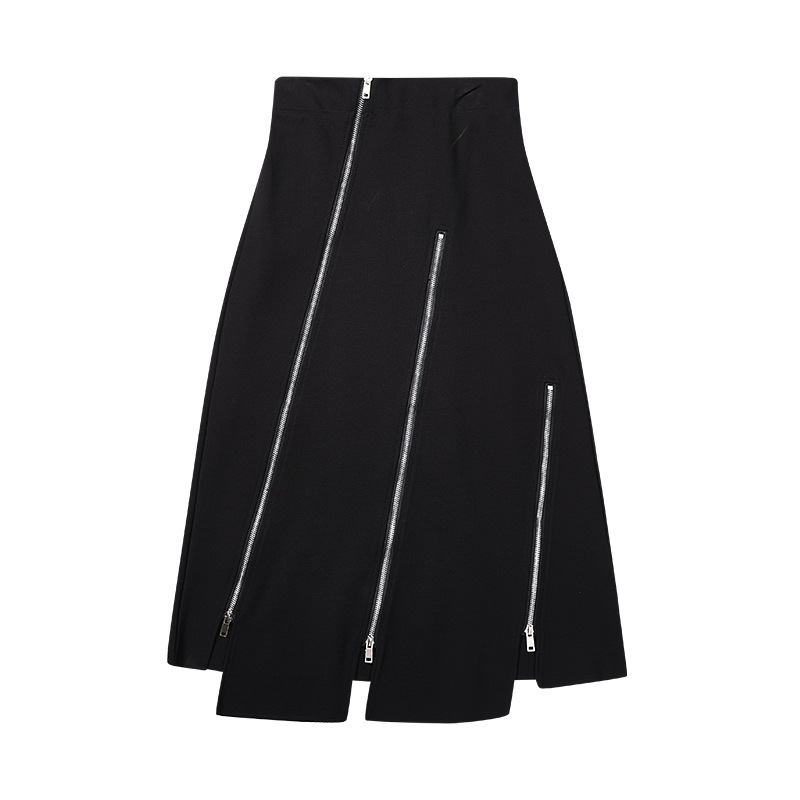 Zipper Slit Niche A Line Skirt Cover Buttocks