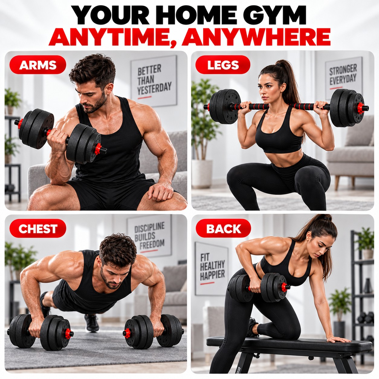 2-in-1 20KG Adjustable Dumbbell Set, Convertible Into A Barbell With Connector — image 3