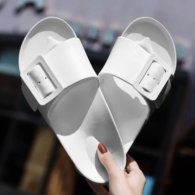 Buckle Slippers Summer Flip flop Soft Sole Comfortable Sandals Women White - Shop at LoveMi