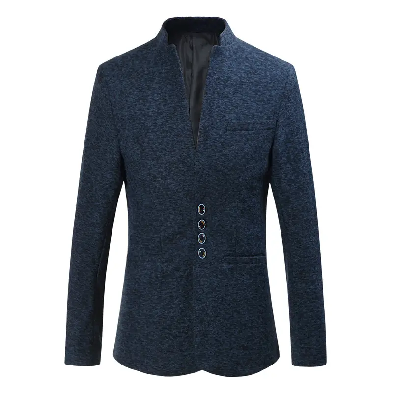 New Men's Chinese Stand Collar Suit Multi Button Large Slim Fit