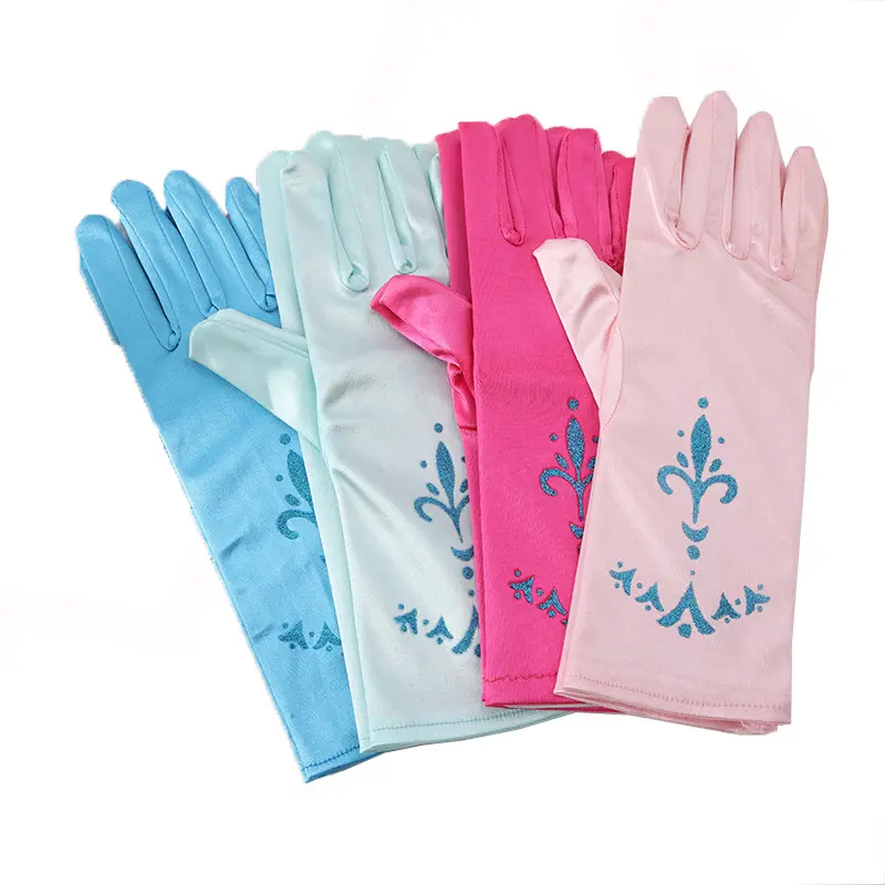 Children's Fashion Simple Printed Satin Gloves