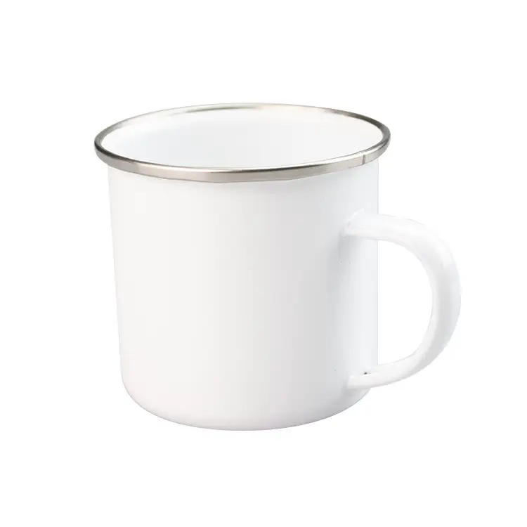 Stainless Steel Edge Heat Transfer Coated Enamel Mug