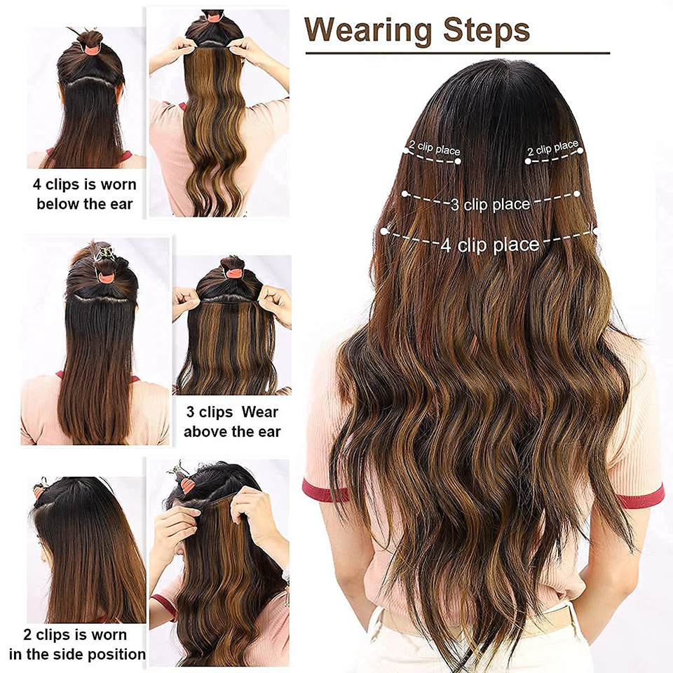 Women's Long Wig Water Ripple Hair Extension Piece 4-piece Set — foto 7