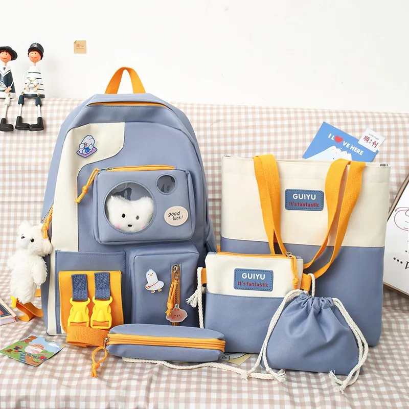 Cute Large-capacity Backpack For Schoolgirls - Blue