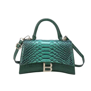 Women's Snake Pattern B Word Handbag - Green