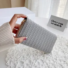 U Leather Pattern Clutch Bag Simple Fashion Lady Purse - Grey - View 1