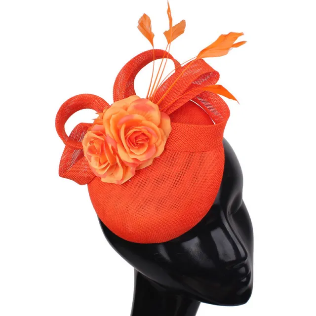 Hair Accessories Feather Flower Hat Orange - Shop at LoveMi