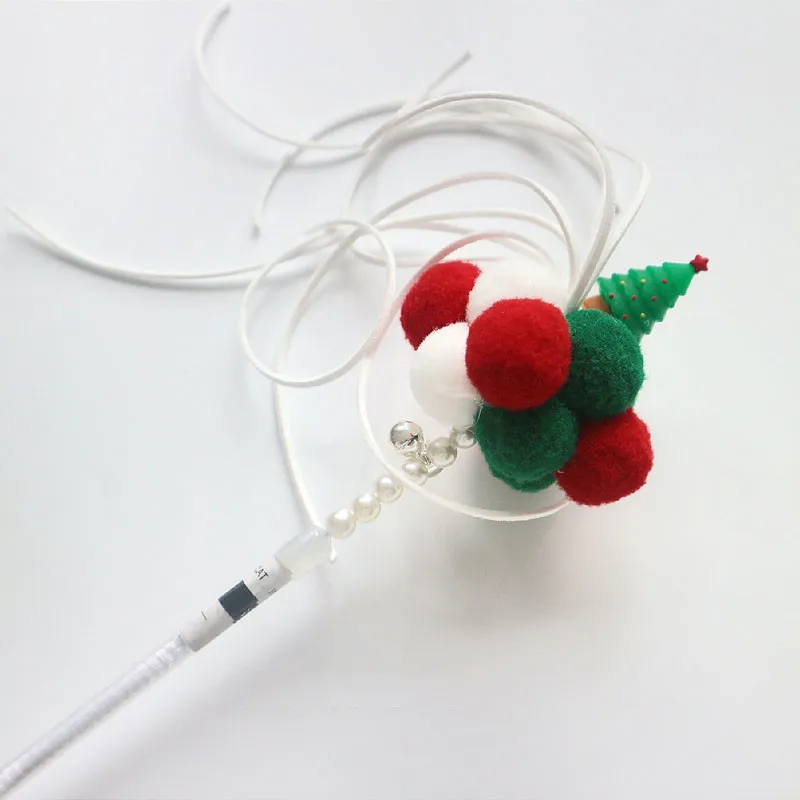 Christmas And New Year Pure Handmade Bell Hair Ball - Christmas Tree Cat Stick
