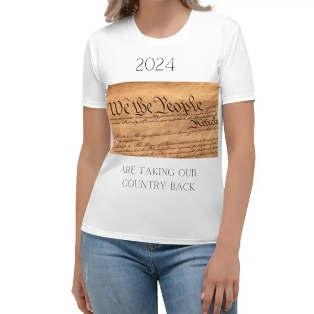 Europe And America We Will Bring Our Country Back To Print Casual Round Neck Short Sleeves White - Shop at LoveMi