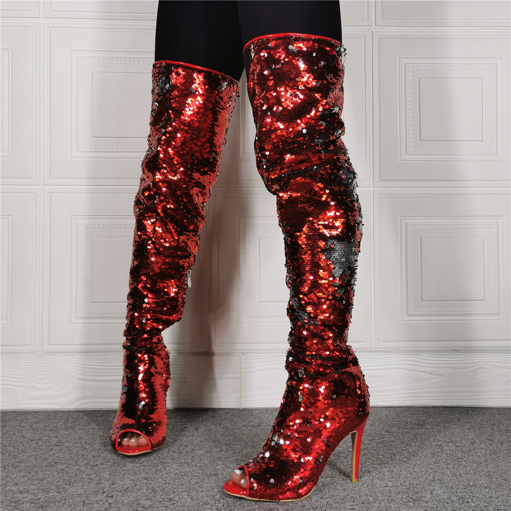 Title 6, Botas femininas over the knee com boca de peixe...