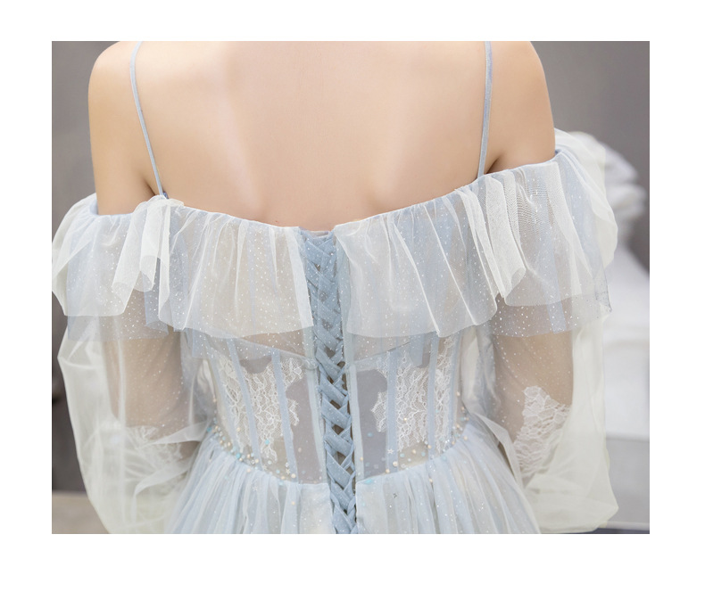 One-Shoulder Embroidered Long Evening Dress